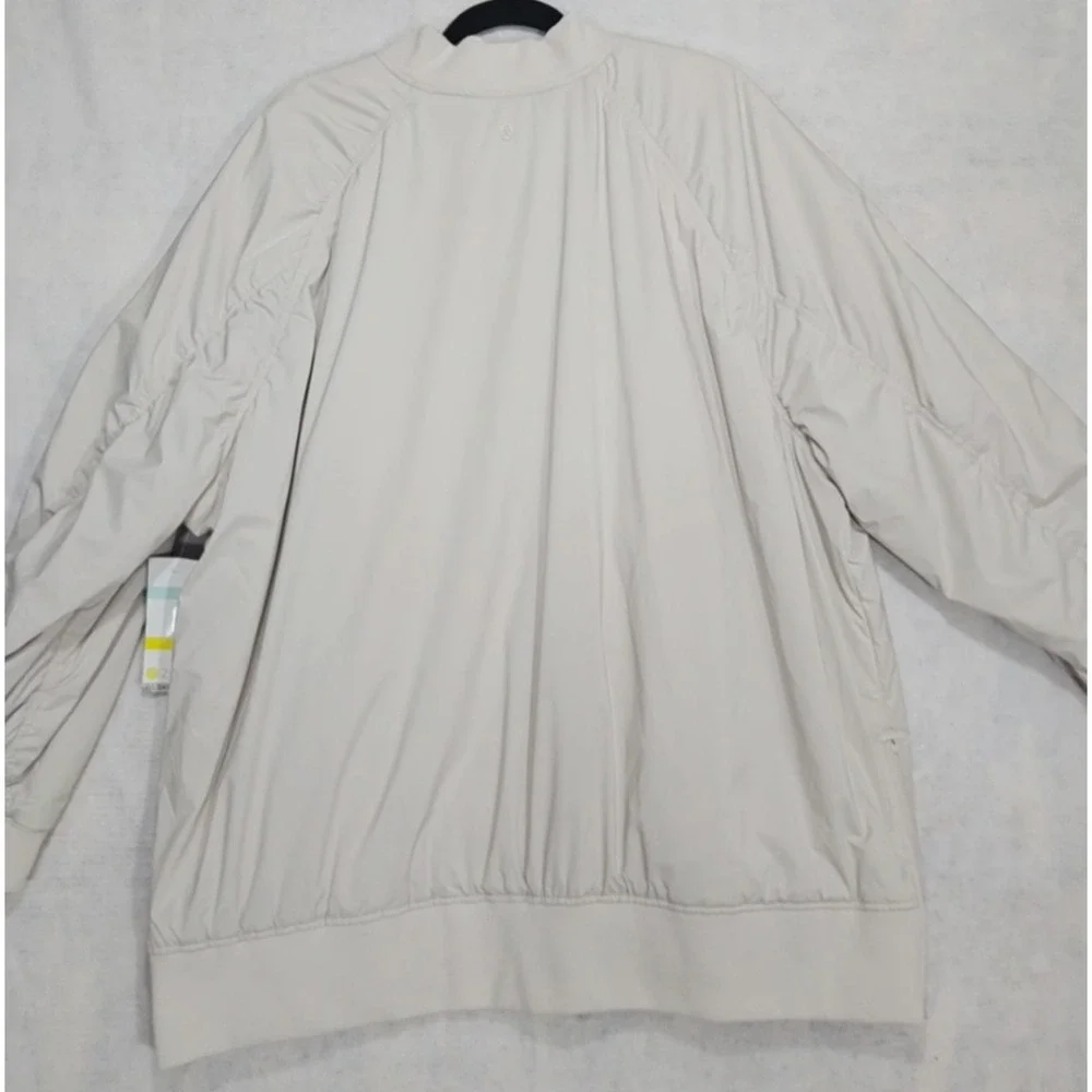 Zella‎ Coat Mens XXL 2XL NEW Bomber Lightweight Relax Fit Gray Beige Zip Pockets